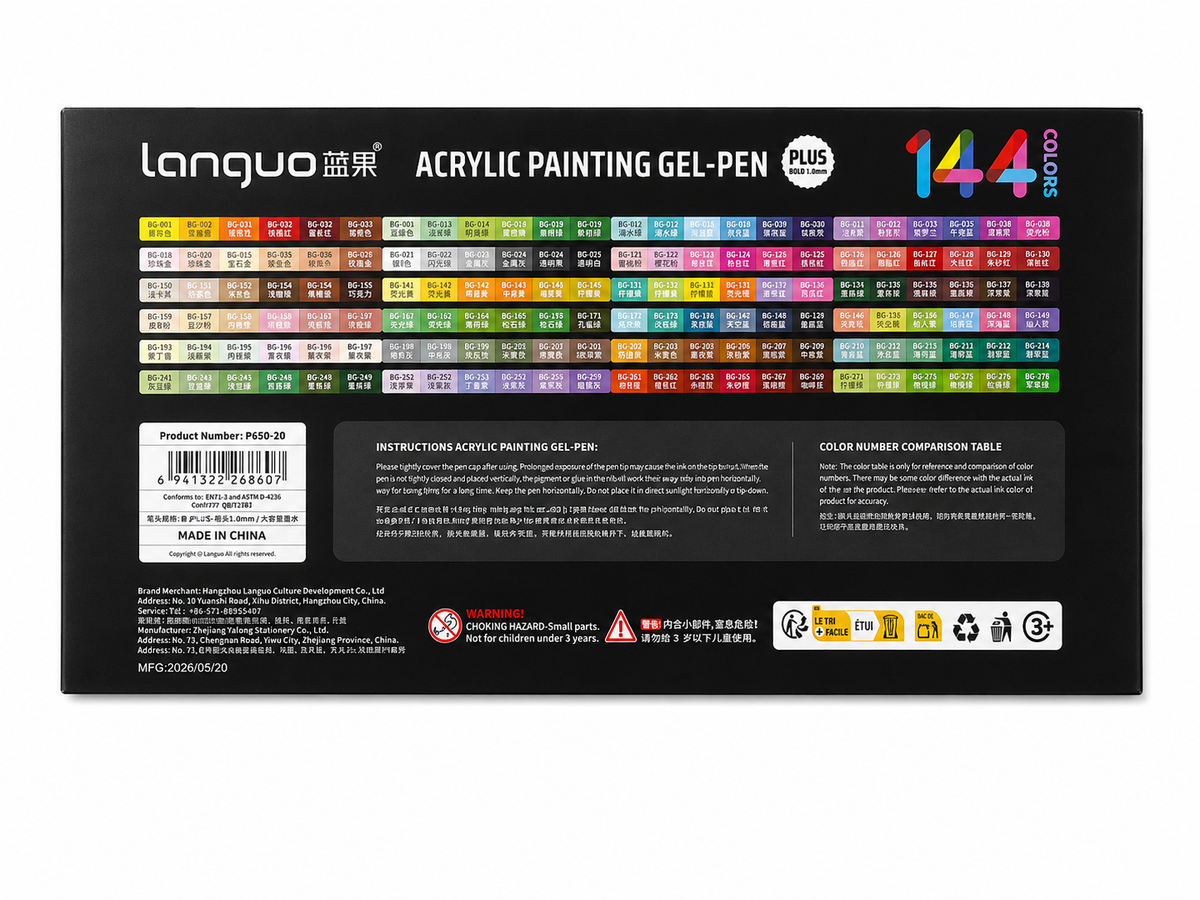 144 Colour Gel Plus Acrylic Painting Gel Pen Set